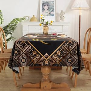 Eid Mubarak Tablecloth Decoration Moon Starry Printing Table Cloth Cotton Linen Muslim Tableclothレストランコーヒーテーブルマット240403