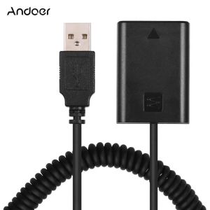 Anslutningar Andoer 5V USB NPFW50 Dummy Battery Pack Coupler Adapter med flexibel fjäderkabel för Sony A7 A7II A7R A7S A7RII ILDC CAMERA