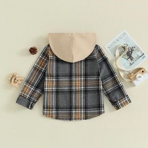 Jacken Todder Baby Girl Boy Flanelljacke Little Kid Button Down Plaid Shacket Mantel Herbst Winter Hoodie Hemd Kleidung