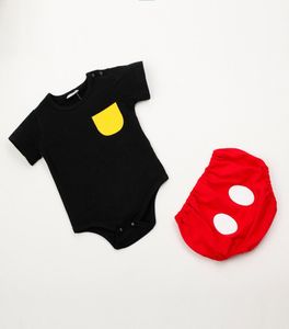 デザイナーロンパーシャット漫画アニマルボーイズガールズジャンプスーツ幼児衣装新生児服セット2pcs素敵な赤ちゃんセットY2003201234852