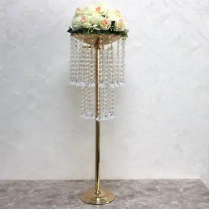 Party Decoration Wedding Tablett Top Chandeliers Metal Flower Stand Gold Vase Crystal Centerpiece Marriage Decorations 52 cm 82 Tall