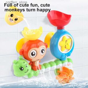 Baby Bath Toys Baby Cartoon Monkey Classic Shower Bath Toy Marble Race Run Track Kids Bathroom Play Water Bathing Shower Educational Kid Toys L48