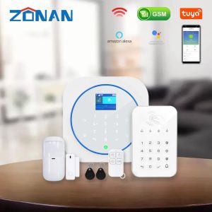 Kits Zonan G12 Security Alarm System Tuya WiFi Wireless Touch Keypad GSM RFID Card App Control Burglar Fire Alarm Smart Home Kits