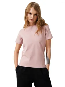 Camas femininas Moda Boutique Pink Casual Casual Tops T-shirt Summer Cotton Tee-Wear O-pescoço elegante camisa feminina