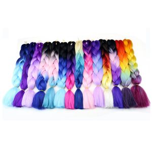 Fashion Three Tone Color Crochet Hair Extensions Kanekalon Hair Synthetic Crochet Braids Ombre Jumbo Braiding Extensions4293236