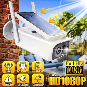 Por causa do mar Câmera IP sem fio com luz de parede solar Painel Wi -Fi ao ar livre Câmera à prova d'água Power recarregável 1080p Visão noturna Pir Cloud Security Cam