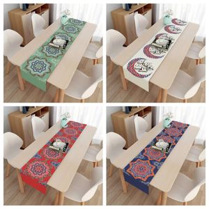 Ramadan Kareem Tablecloth Home Decoration Muslim Moon Print Table Runner Placemat Mubarak Table Cloth 240403