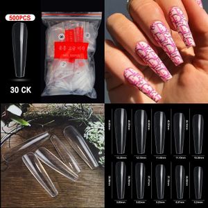 500pcs/bag False Nails Acrylic French False Nails Medium Length Square Armor Full Cover Nail Tips Can Be Removable Mixed Size Press On Nails