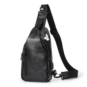 Mulheres USB Bolsa de peito designer Men Mensageiro Crossbody Pacote Bolsas de ombro de couro Pacote Viajar Bolso Bolso Hombre para Meninas Meninos carteiras