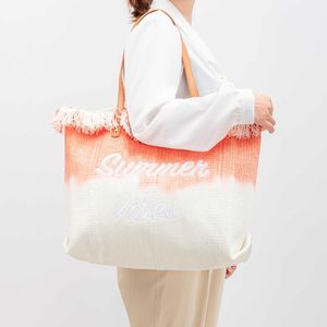 Embroidered tote bag, commuting magnetic buckle handbag, seaside vacation underarm bag, women's new beach shoulder canvas bag 240408