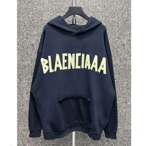 Designer solto clássico mass de moda Balencigs capuz 23s High Hoodie Edition Família Autumnwinter New American Pattern Paper Casal Letter Loose Printing 6SN