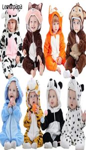 Jumpsuits född baby rompers kläder djur kigurumis pojke flickor pyjamas onesie tecknad tiger leopard huva småbarn cosplay costume4427492