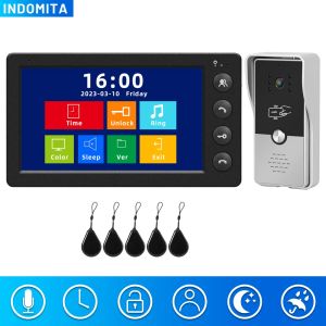 Intercom Indomita Wired Video Intercom System for Apartment Outdoor Door Phone Street Call Panel Rfid Doorbell Support Electronic Lock