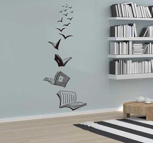 Öppen bok Fly Birds Wall Sticker Library Classroom Reading Book Study Animal Wall Decal School Bedroom Home Decor 21070540566639