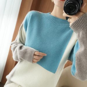 Vestidos 2020 New Cashmere Sweater Oneck Color Comparation 100% Cardigã de lã pura Moda PLATUS