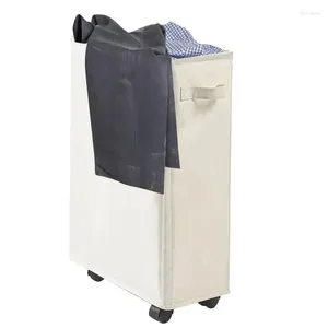 Cesta de sacolas de roupa com rodas grandes cestos dobráveis magros em 50L de roupas altas independentes
