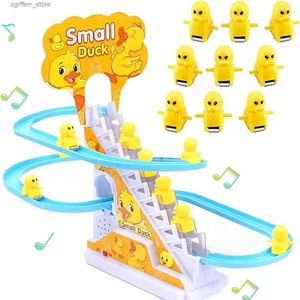 Baby Bath Toys Funny Baby Toys Electric Duck Track Slide Toys Boys Ducks Climb Trairs Toy Baby LED -lampor Musik Roller Coaster For Kids L48