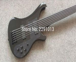 Custom 6 Strings Black 4003 Electric Bass Guitar Black Hardware Fretboard Fretless senza intarsio Top Selling4923791