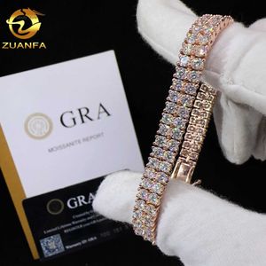 Ny design Två rader Diamond Real Gold Plated Armband Sterling Silver 925 VVS Moissanite Hip Hop Jewelry Lab Diamond Tennis Chai