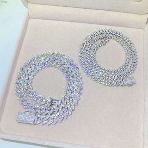 Bling Fine Hip Pop Iced Out Lab Diamonds Moissanite Miami Cuban Link Naszyjnik Naszyjka piercingowa biżuteria