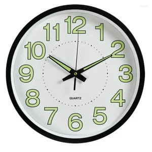 Relógios de parede 12 polegadas Relógio Decorativo da sala de estar números brilhantes à noite Quartzo silencioso interior externo - multicolor