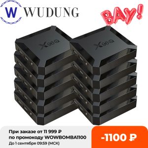 Caixa 10pcs x96Q TV Box Android 10.0 Allwinner H313 Quad Core 2GB 16GB Set Top Box 4K 2.4G WiFi High Quality Player PK X96