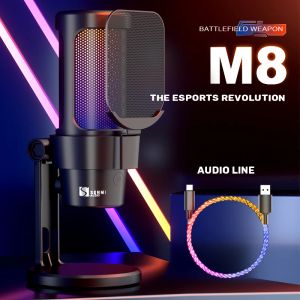 Microphones USB Microphone for PC,Condenser Mic with Quick Mute,RGB Light,Pop Filter,Shock Mount for Recording, Streaming