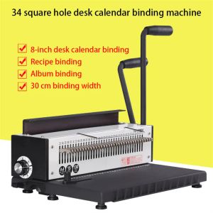 Punch Manual Spiral Binding Machine Metal 34 Punching Square/Round 4 * 4mm Album A4 Punzing Machine