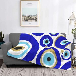 Decken Ultra-weich Fleece Evil Eye Charms auf weißer Wurfdecke warmer Flanell marokkanischer Nazar für Schlafzimmer-Auto-Sofa-Verspannungen