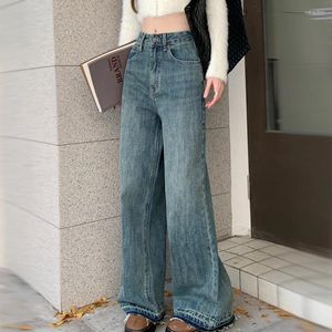 Kvinnors jeans h.sa raka ben kvinnor 2024 kvinnliga kläder byxor y2k kvinna hög midja vintage kläder denim koreanskt mode