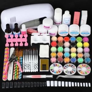 Dryers Coscelia Professional Acrylic Nail Set Uv Led Lamp Nail Extension Kit Nail Form Tips Carving Tools Acrylic Powder Tool Set