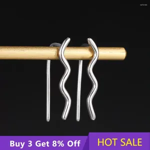 Kolczyki Dangle 925 Sterling Silver Trendy Wave Ear Climber Stud dla kobiet Punk Crawler Wrap Koreańska biżuteria