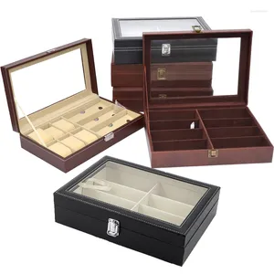 Watch Boxes Leather Box Case Jewelry Eyeglasses Storage And Sunglasses Glasses Display Lockable Organizer