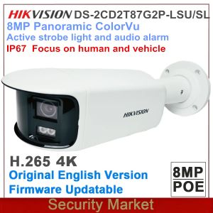 Lens Orijinal Hikvision 8MP DS2CD2T87G2PLSU/SL Panoramik 4K Aktif Flaş Işığı ve Ses IP67 Colorvu Sabit Bullet Ağ Kamerası