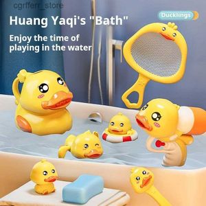 Baby Bath Toys Childrens Bathtub Cute Little Yellow Duck Bath Toy Bathroom Net Diving Set Little Yellow Duck Swimming Spray Gun Shower PoolToy L48