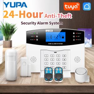 Kits Tuya WiFi GSM Alarm System 433MHz Trådlöst hem Inbrottstjuv Säkerhet Larm Dörrfönster Sensor House Alarmworks med Tuya Samrt Life