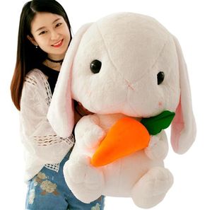 Dorimytrader Kawaii Lop Rabbit Doll Plush Toy Big White Bunny Doll Pillow Girl Birthday Present Wedding Deco 65CM 26 -tum DY505371908875