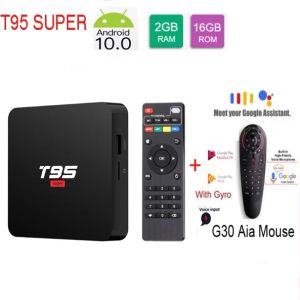 Box T95 Super Android 10.0 OS Smart -TV -Box Allwinner H3 Chipest 2GB DDR3 16 GB ROM Optionale Sprachtastatur 2.4G WiFi 100m LAN -Port