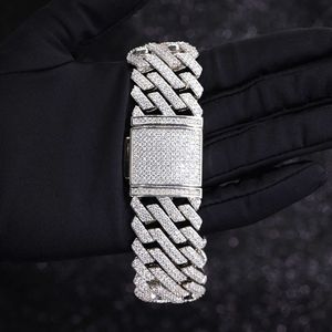 Fashion Jewelry Width 26cm 925 Sterling Silver Vvs Round Cut Moissanite Bracelet Iced Out Cuban Link