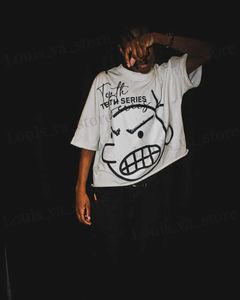 Magliette da uomo maglietta y2k tops harajuku hip hop stampata stampa maglietta di grandi dimensioni da donna in cotone rotondo in cotone slve tops sltwear t240408