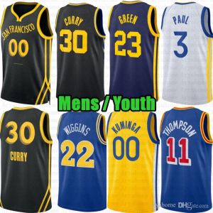 MENS Custom Mens Stephen Curry Basketball Jersey Klay Thompson Draymond Green Andrew Wiggins Warriores Jonathan Kuminga Chris Paul Brandin Podziemski Looney