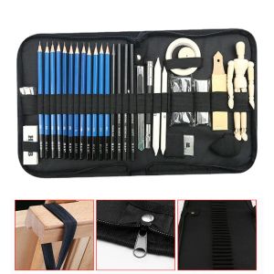 Pencils 33pcs Sketch Pencil Set Student Drawing Charcoal Pen Artist Portable Handbag Beginner Sketching Set