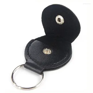 Nyckelringar 1 st gitarrplockar Case Coin Purse Black Faux Leather Key Chain Style Holder PlecTrums Bag Ring Accessor