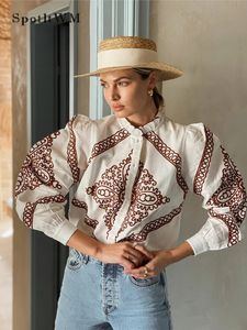 Weibliche Mode -Vintage -Druckknöpfe Bluse Chic Casual Single Breaced Long Sleeve Shirt Frühling Frauen, die Streetwear pendeln 240326