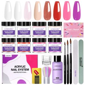 Liquids 8 Colors Nail Acrylic Powder and Liquid Set Acrylic Nail Kit with Liquid Monomer Nail Brush Nail Forms Tip Practice for Beginner