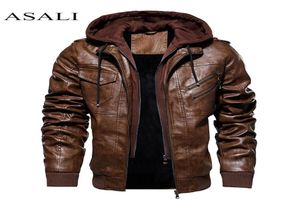 Erkekler kapşonlu ceket ve kaplama sonbahar kış sıcak gündelik deri ceketler pu katlar ince fit dış giyim erkek fermuar kapüşonlu spor giyim 20128874590