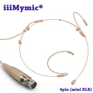 Mikrofony IIimymic Pro Mini 4pin XLR TA4F Zestaw słuchawkowy Mikrofon słuchawkowy dla Bezprzewodowego nadajnika BodyPack Regulowany mikrofon dla dzieci