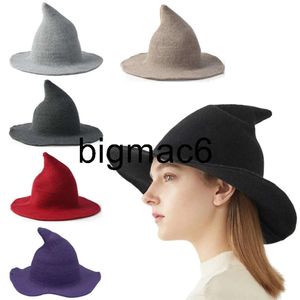 Geniş Memlu Şapkalar Kova Şapkaları Geniş Kötü Şapkalar Kova Şapkaları Cadılar Bayramı Cadı Şapkası Erkekler Kadın Yün Örgü Şapka Sivri Büyük Kötü Balıkçı Şapka Kişilik Tatil Festival