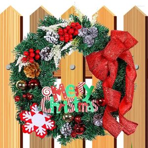 Kwiaty dekoracyjne świąteczne dekoracja wieńca świąteczna sosna igła Karta Letter Garland Winter Front Door Berry Decor Decor Akcesoria