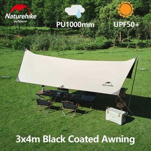 Tents and Shelters Naturehike Black Coating Tarp Canopy Sunshade Sun Sheild Awning Outdoor 8-12 Person Camping Shelter Waterproof 12 3x4 UPF50+ L48